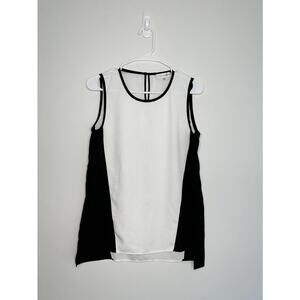 Calvin Klein Black and White Contrast Blouse - Sz. S